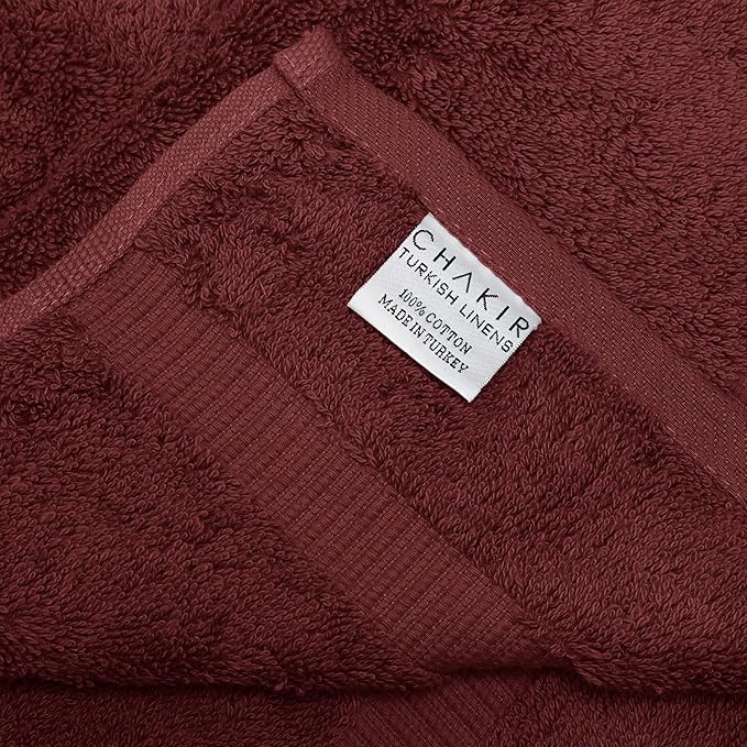 Chakir Turkish Linens 100% Cotton Premium Turkish Towels for Bathroom, 2 Large Bath Towels, 2 Hand Towels, 2 Washcloths (6-Piece Towel Set, Cranberry)