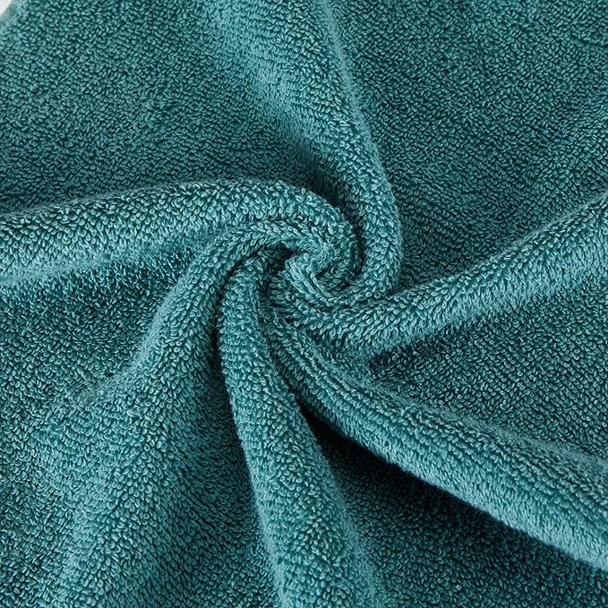 Amazon Basics Fade-Resistant 100% Cotton Hand Towel, 6 Pack, 16"x26", Teal Green
