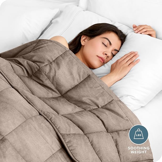 Bare Home Weighted Blanket Queen Size 17lb (60" x 80") for Adults - Minky Fleece - Premium Heavy Blanket Nontoxic Glass Beads (Taupe, 60"x80")