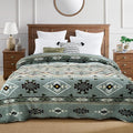CASAAGUSTO Boho Sherpa Throw Blanket, Aztec King Size Blanket, Ultra Soft, Warm, Cozy, Plush, Thick Fleece Bohemian Throw Blanket for Couch, Bed, Sofa (Olive Green 108 * 90 Inch)
