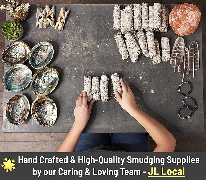 JL Local Wanderlust 9” White Sage Smudge Stick - Extra Large Smudging Wand Incense Stick for Cleansing, Purifying, Healing, Meditation, Yoga, Blessing (6 Pack)