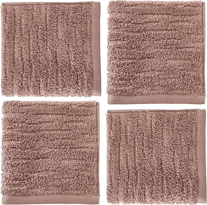 SKL Home CloudSoft Cotton Luxury 4-Piece Washcloth Set, Clay