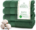 MAURA Basics Performance Bath Towels 100% Turkish Cotton with Hook Loops. Extra Large Luxury Absorbent Plush Towel Sets for Bathroom, Daily Use American Standard Size 27”x54”, Hunter Green