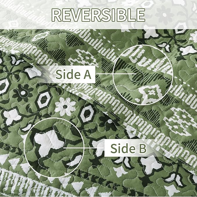 BEDIFANY California King Quilt, Reversible Lightweight Bedspread, Boho Bed Spread Coverlet Sets for Bed Decoration, All-Season Oversized King Size Quilt Bedding Set (108 * 118 in), 3 Pieces