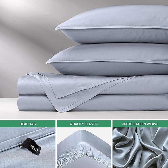 California King Sheets by Pure Bamboo, Genuine 100% Organic Viscose Derived from Bamboo Bed Sheet Set, Soft & Cooling, Double Stitching, Lifetime Quality Promise (California King, Sterling Blue)
