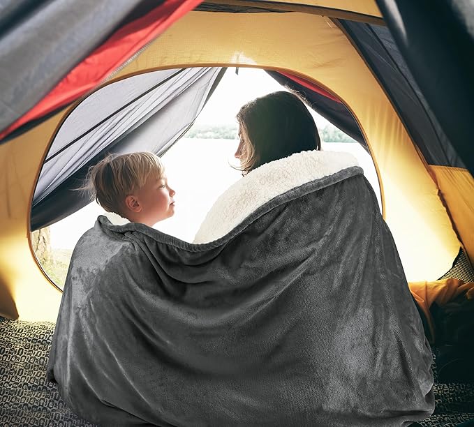 Utopia Bedding Sherpa Blanket Full Size (Grey, 90x84 Inches) - Soft Lightweight Plush Fleece Reversible Blanket for Bed, Sofa, Couch, Camping and Travel