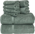 BC BARE COTTON Luxury Hotel & Spa Quality Collection, Highly Absorbent & Quick Dry 100% Turkish Cotton, 750+ GSM, Eco Friendly Towel, Dobby Border Towels (8 Piece, Gray)