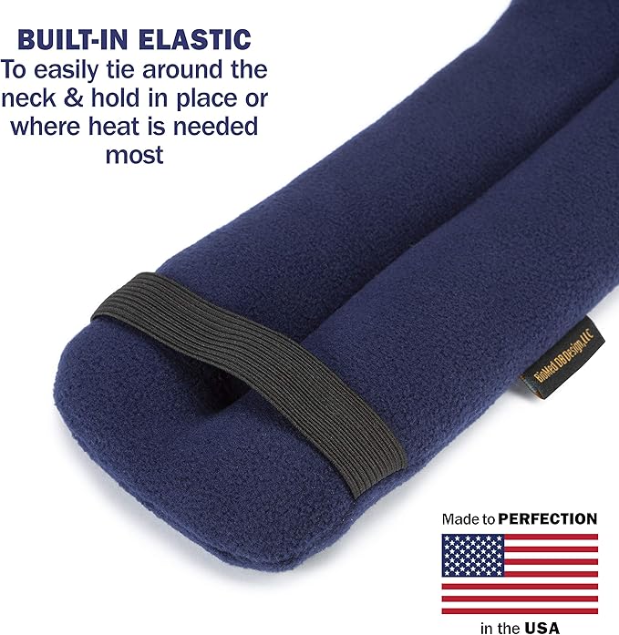 SunnyBay Microwave Heating Pad, Microwavable Cold or Heated Neck and Shoulder Wrap, Moist and Weighted Hands-Free Beanbag Pack with Wide Neck Coverage 26 Inches Long-Length Cotton, Navy Blue