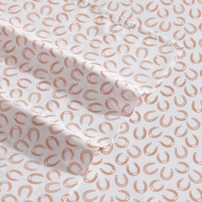 Wrangler - Twin Sheet Set, Super Soft & Cozy Bedding with Matching Sham(s), Casual Luxurious Bedding Set, Yellowstone Inspired, Oeko-Tex Certified (Horseshoe Orange, Twin)
