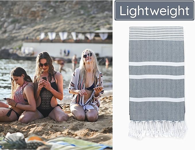 Premium Turkish Beach Towel – 100% Cotton, Sand Free, Oversized, Quick Dry Beach Towel 35”x67” – Ideal for Travel, Pool – Navy