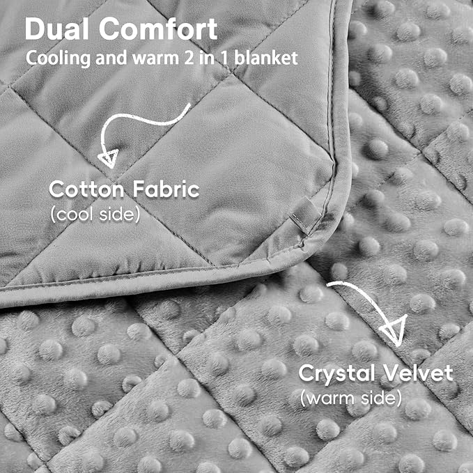 yescool Weighted Blanket 10 Pounds Grey Twin Size Cooling Weighted Throw Blanket, Minky Heavy Blankets Warm Weighted Comforter, Big Washable Thick Blankets Gift for 80-120lbs, 40 * 60in