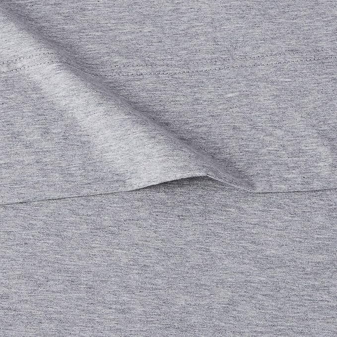 Amazon Basics 4 Piece Bed Sheets Set, 100% Cotton Jersey, Includes Super Soft, Flat and Fitted Sheets, Pillowcase, King, Light Gray, Solid