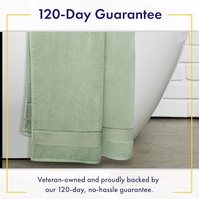 100% Organic Zero-Twist Cotton Towels - GOTS Certified Luxury Bath Towels - Ultra Soft & Plush 700GSM Long-Staple Cotton - 6 Piece Towel Set (Eucalyptus Green)