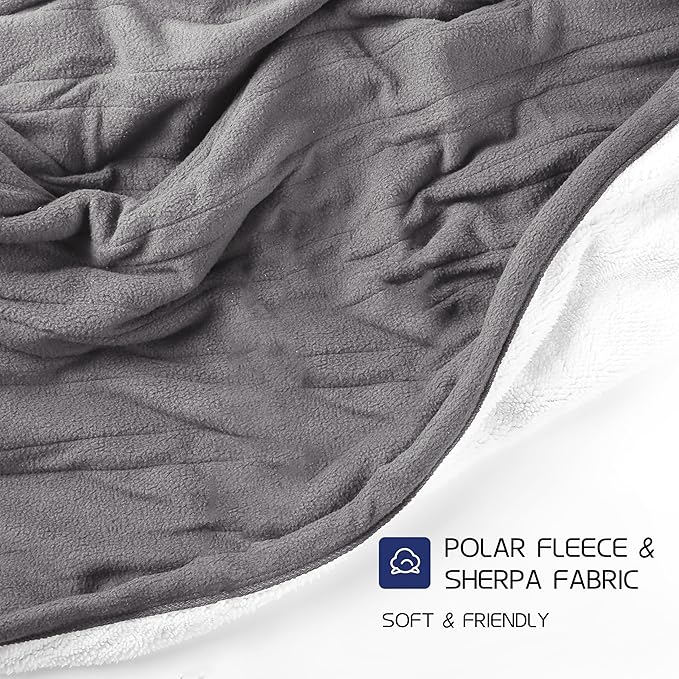 Heated Electric Throw Blanket 50" x 60" Size, Polar Fleece 4 Temperature Settings & 3 Hours Auto-Off Soft Fleece Cozy and Comfortable Machine Washable, Home Office Use - Light Grey