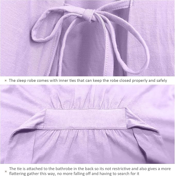 COLORFULLEAF Womens Bamboo Short Robes Lightweight Kimono Cotton Robe Soft Knit Bathrobe Ladies Loungewear with Pockets
