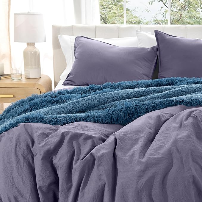 Bare Home Microfiber Duvet Cover Set - Ultra Soft Washed Microfiber - Full Size - Linen-Like Look - Easy Care - Breathable Fabric - Our Softest Duvet Cover Set (Full, Dusty Purple)