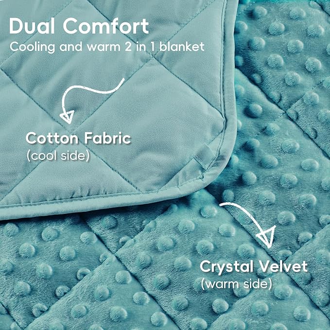 yescool Weighted Blanket 10 Pounds Teal Twin Size Cooling Weighted Throw Blanket, Minky Heavy Blankets Warm Weighted Comforter, Big Washable Thick Blankets Gift for 80-120lbs, 40 * 60in
