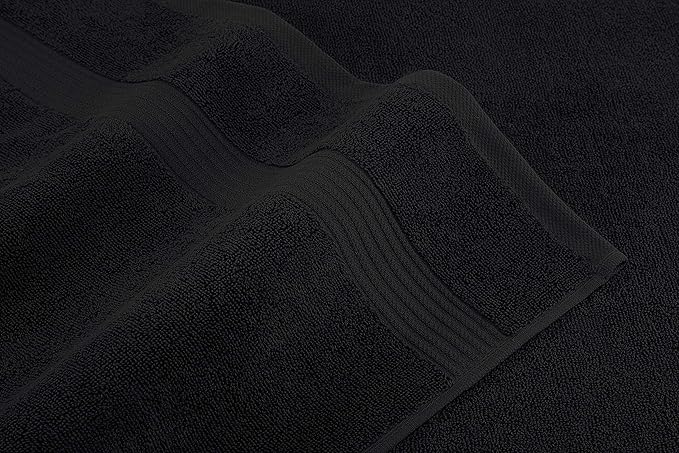 American Veteran Towel, 6 Piece Towel Set for Bathroom, 100% Cotton Turkish Bathroom Towels, 2 Bath Towels 2 Hand Towels 2 Washcloths, Black