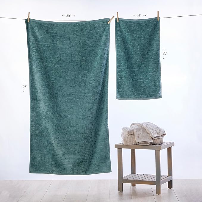 SKL Home CloudSoft Cotton Luxury Hand Towel 2pc Set for Bath/Kitchen/Bar & Gift, Teal