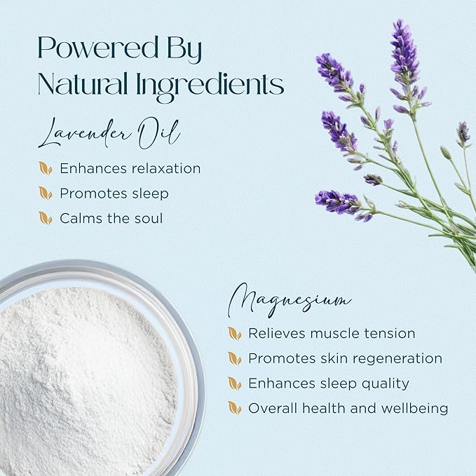 Ocean Magnesium Bath Soak Infused with Lavender Oil to Hydrate, Soothe and Moisturize Skin, Relax and Replenish Muscles, Highly Concentrated Pure Magnesium Salts, 500mL