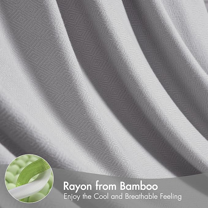 Madison Park Twin Size Blanket, 70% Rayon Bamboo-Based, 30% Cotton, Breathable for Hot Sleepers Menopause, Ultra Soft and Snag-Resistant, Summer Blanket for Bed or Couch, Twin 66"x90", Grey