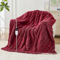 Electric Heated Blanket Full Size - Jacquard Checkered Sherpa 72"x84" Fast Heating Bed Blankets with 6 Heating Levels & 10 Hours Auto Off, Over-Heat Protection ETL, Red
