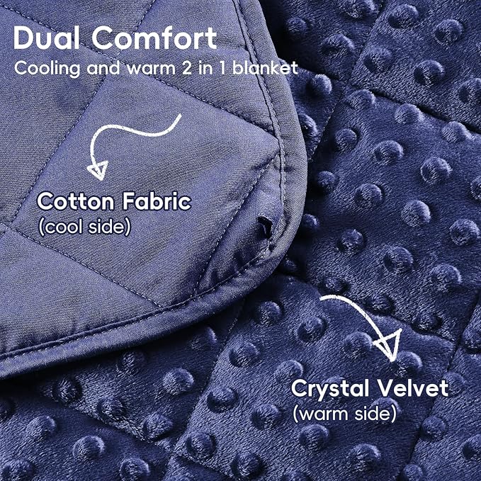 yescool Weighted Lap Pad 2 lb Blue Weighted Lap Blanket, Small Lap Blanket Cooling Heating Weighted Throw Blankets, Minky Blankets Gift for Travel Indoor Outdoor, 20 * 30in