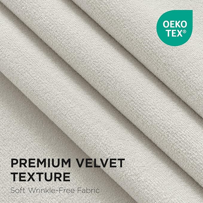 Joydeco White 100% Blackout Curtains 72 Inch 2 Panels, Luxury Thermal White Velvet Curtains for Bedroom Living Room, Soundproof Blackout Window Drapes, Rod Pocket & Back Tab (52W x 72L)
