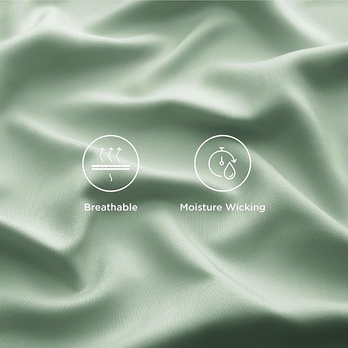 Bedsure Cooling Sheets Twin XL, Rayon Derived from Bamboo, Breathable & Soft Twin XL Sheet Sets, Deep Pocket Up to 16 Inches, Hotel Luxury Silky Dorm Bedding for Hot Sleepers, Sage Green