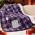 Purple Heated Weighted Blanket for Adults 20Lbs Queen Size 60"x80", 2-in-1 Electric Heating Pad Lap Heavy Blanket for 190-210lbs for Bed, 10 Level 8H Auto Off, Cozy Birthday Gifts for Women Mom Senior