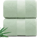 Ultra Soft & Plush Viscose from Bamboo Bath Sheets - 700 GSM Pack of 2 - Extra Large 70x35 in - Super Absorbent & Quick Drying (Eucalyptus Green)