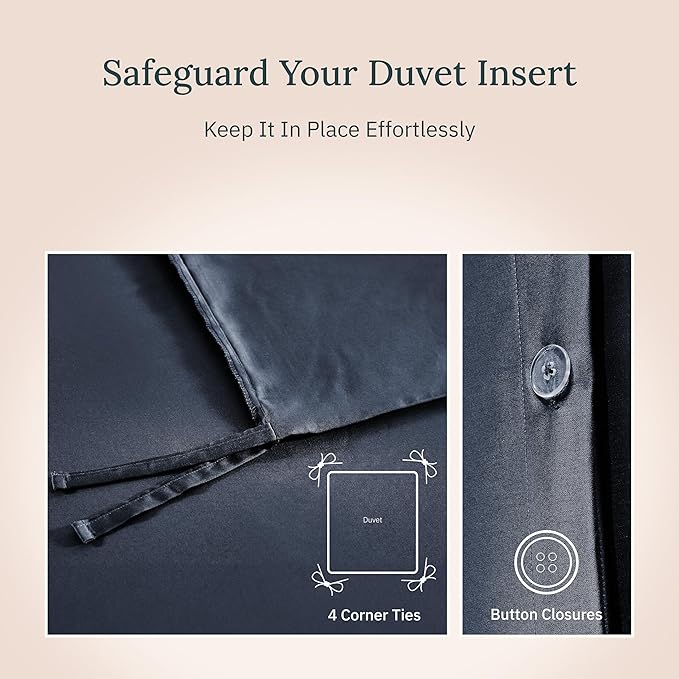 California Design Den 3 Pc Full/Queen Duvet Cover Set - Winner Good Housekeeping Best Bedding Awards 2025, 400 Thread Count Sateen, 100% Cotton, Button Closure, Corner Ties - Indigo Dusty Blue