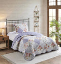 Brilliant Sunshine Rose Violet Patchwork, 2-Piece Quilt Set with 1 Sham, Reversible Bedspread, Soft Lightweight Coverlet, All-Season, Twin, Rose Violet