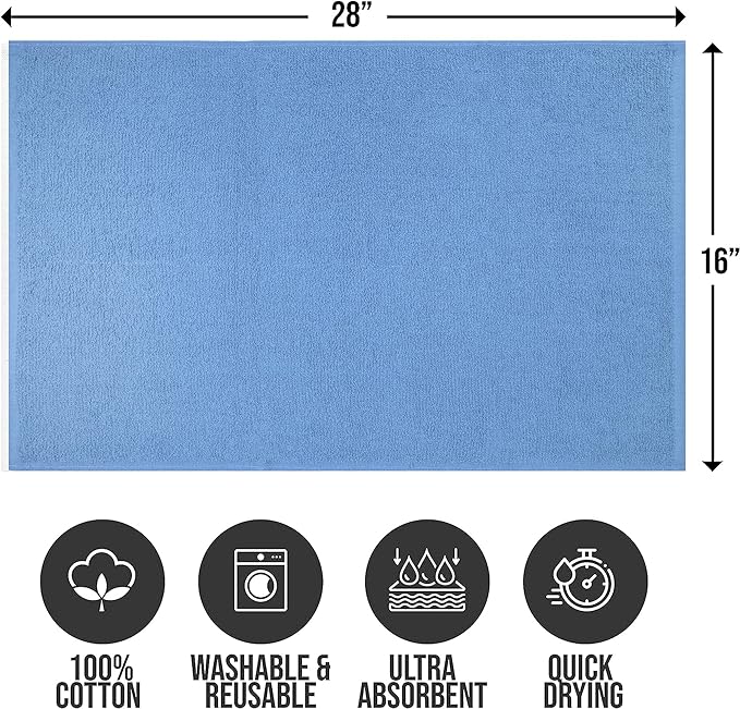 Softolle Salon Towels – Pack of 24 (16"x27") 100% Cotton Ring Spun (Not Bleach Proof) Ultra Soft, Highly Absorbent Hand Towels – Bulk for Spa, Gym & Salon (Electric Blue)