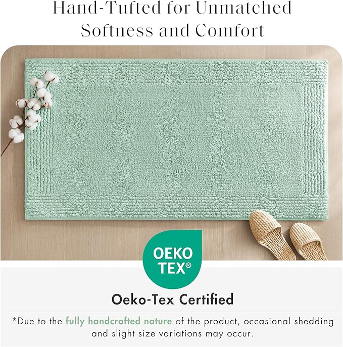 Madison Park Splendor Reversible 100% Cotton Tufted Bathroom Rug-3000 GSM Hotel Quality Luxurious Plush Medium Pile Bath Mat Absorbent, Quick Dry, Shower Room Décor, 24x36 Green