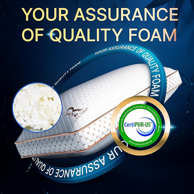 Royal Therapy 2-Pack Queen Memory Foam Pillow, Adjustable Shredded Odor-Free Pillow for Neck & Shoulder Pain Relief, Support for Back, Stomach, Side Sleepers, AirFlowPRO