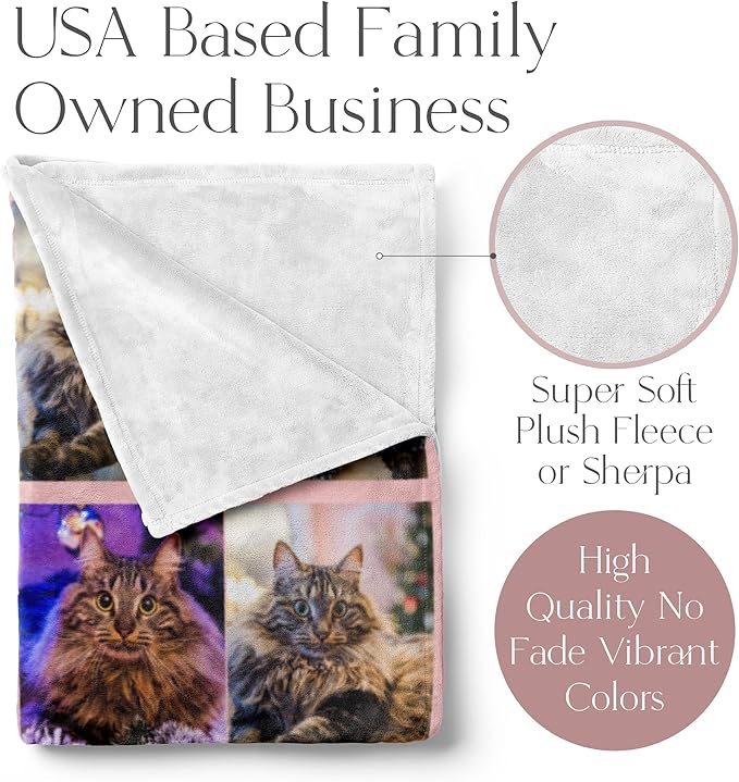 Ships Next Day, Custom Blanket with Picture - Printed in USA, Personalized Photo Blanket (Fleece - 30x40)