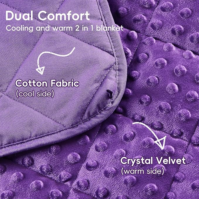 yescool Purple Weighted Blanket 7 Pounds Twin Size Cooling Weighted Throw Blanket, Minky Heavy Blankets Warm Weighted Comforter, Big Washable Thick Blankets Gift for 60-90lbs, 40 * 60in