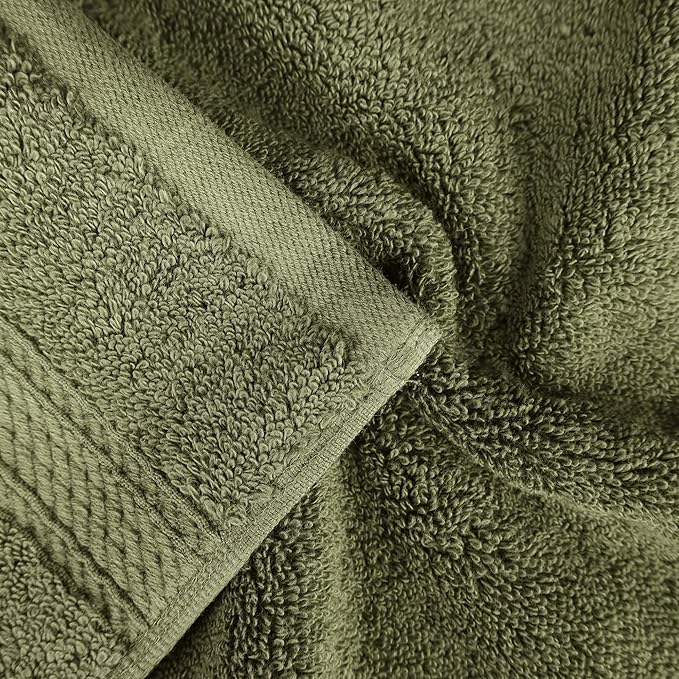 Superior Egyptian Cotton Pile 8 Piece Towel Set, Includes 2 Bath, 2 Hand, 4 Face Towels/Washcloths, Ultra Soft Luxury Towels, Thick Plush Essentials, Guest Bath, Spa, Hotel Bathroom, Forest Green