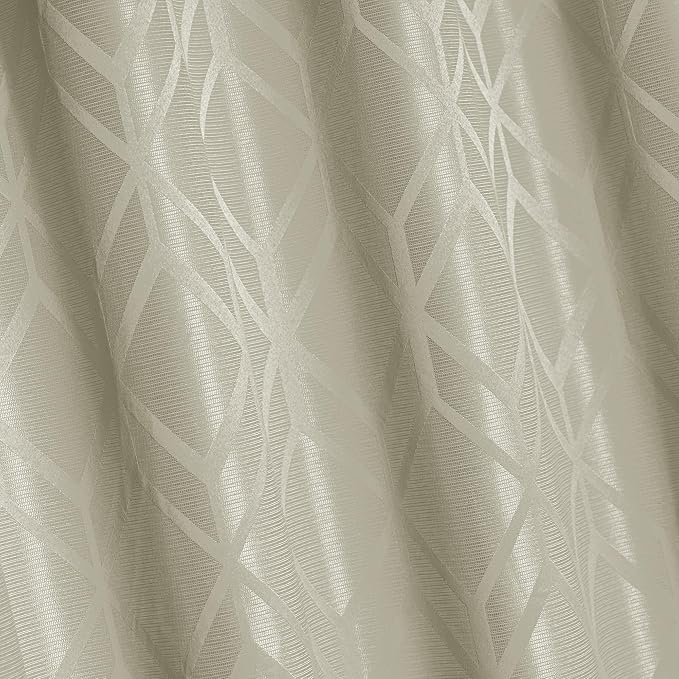 Amazon Basics Jacquard 2-Piece 100% Blackout Curtains, Living Room and Bedroom Drapes, Thermal Insulated Window Treatment, 42"x72", Beige