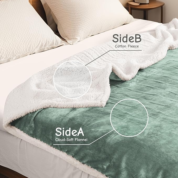 Electric Heated Blanket Twin Size 62"x84", Soft Flannel with Overheat Protection, 6 Adjustable Heat Settings & 10-Hour Auto-Off Timer, Fast Heating for Winter Comfort, Light Green