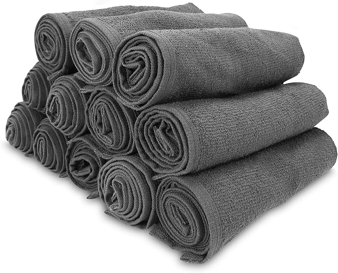 Arkwright Bleach Proof Salon Towels - Pack of 12 - Highly Absorbent, 100% Cotton, Quick Dry Spa Face Towel for Hair Stylist, Barber, Pedicure, and Esthetician, 16 x 28 in, Charcoal