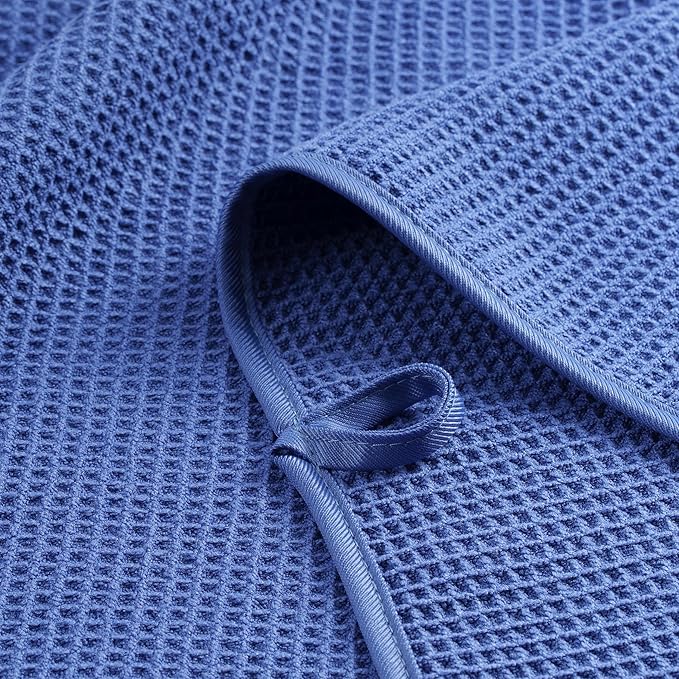 POLYTE Microfiber Oversize Quick Dry Lint Free Waffle Bath Towel for Body, 60 x 30 in, Set of 2