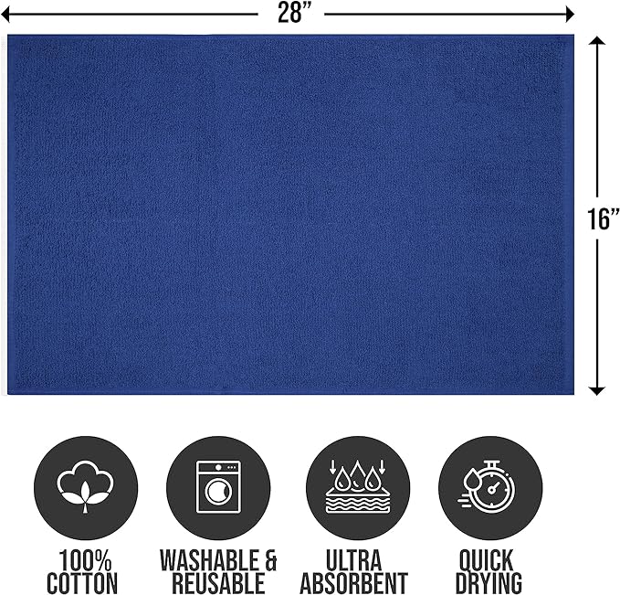 Softolle Salon Towels – Pack of 24 (16"x27") 100% Cotton Ring Spun (Not Bleach Proof) Ultra Soft, Highly Absorbent Hand Towels – Bulk for Spa, Gym & Salon (Navy Blue)