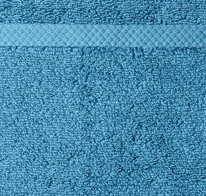 Amazon Basics Quick-Dry Hand Towels - 100% Cotton, 8-Pack, 28 x 16 inches, Lake Blue