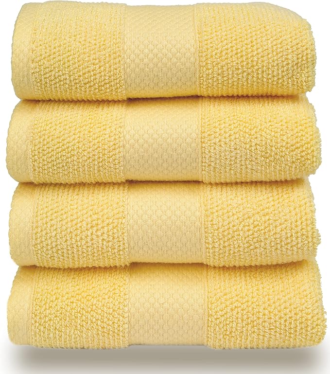 MAURA Premium Hand Towels 100% Cotton 16x30 Oversized Ultra Absorbent Quick Dry Soft Towels for Bathroom Extra Large Hand Towels, Yellow