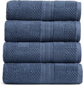 Springtree Home 100% Cotton Bath Towel Set of 4 | Blue Towels | Geometric Textured Design | Absorbent & Quick-Dry | 4 Bath Towels | Oeko-TEX® Standard 100 Cotton | Myla Collection - Indigo