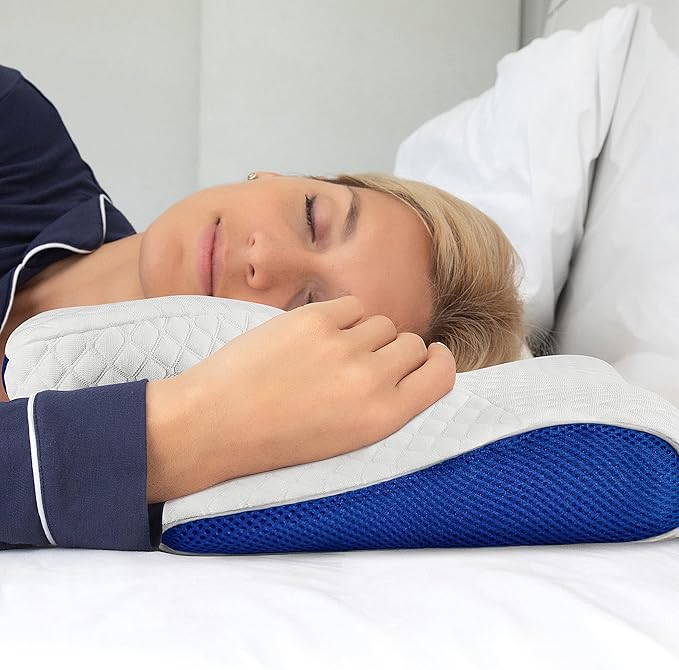 Cooling Gel Cervical Neck Pillow for Pain Relief Sleeping – Ventilated Blue Memory Foam - Orthopedic Contour Pillow for Side, Back, Stomach Sleeper - Ergonomic Neck and Shoulder Support Pillows
