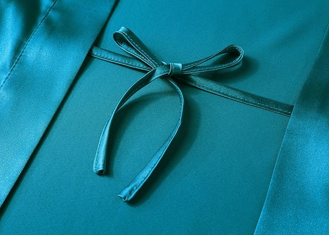 PRODESIGN Satin Kimono Robe Women Long Silky Kimono Bathrobe Sleepwear Wedding Bridesmaid Robe