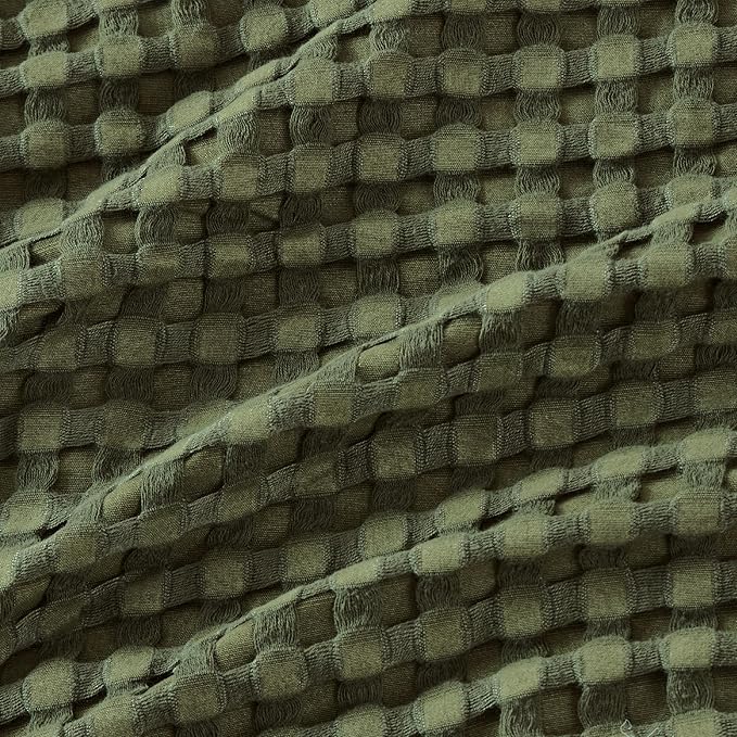 Bedsure Cooling Cotton Waffle Oversized King Blanket - Lightweight Breathable Rayon Derived from Bamboo for Hot Sleepers, Luxury Throws for Bed and Sofa, Green, 120x96 Inches